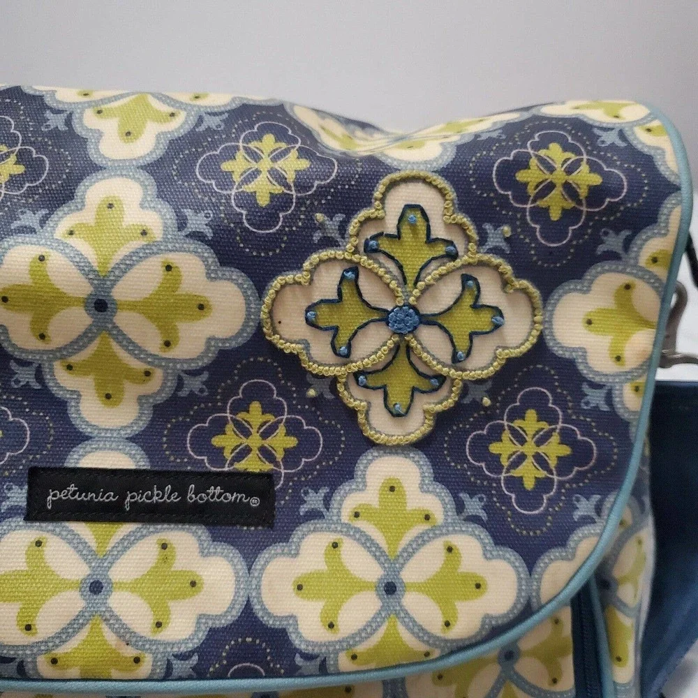 Petunia Pickle Bottom Baby Chic Diaper Bag Backpack Paisley Blue Green